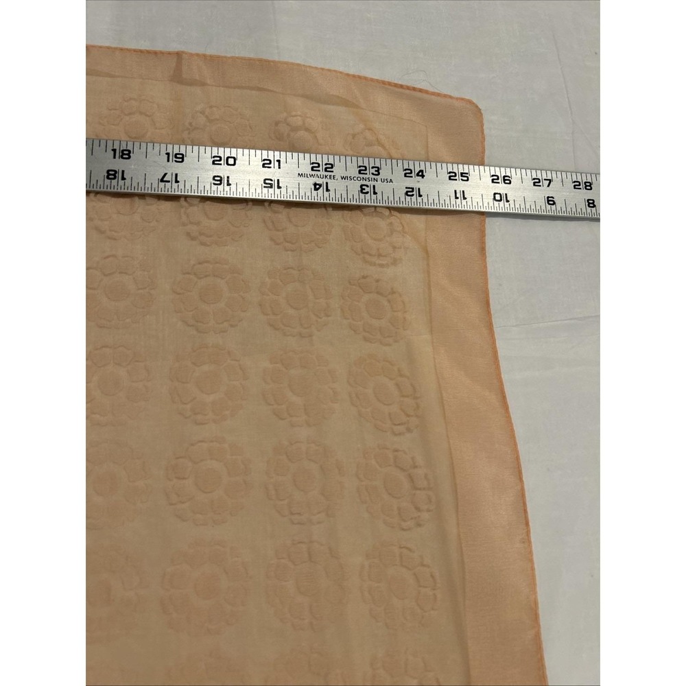 Vtg Peach Nylon Jacquard Scarf Geometric Floral Sheer Chiffon Womens OS Orange - Picture 4 of 6